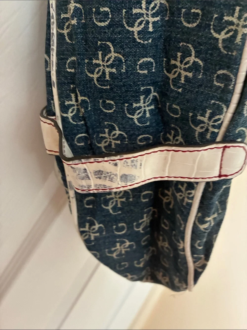 Y2K GUESS JEAN DENIM LOGO HOBO HANDBAG PURSE Shoulder Bag SLOUCHY MONOGRAM